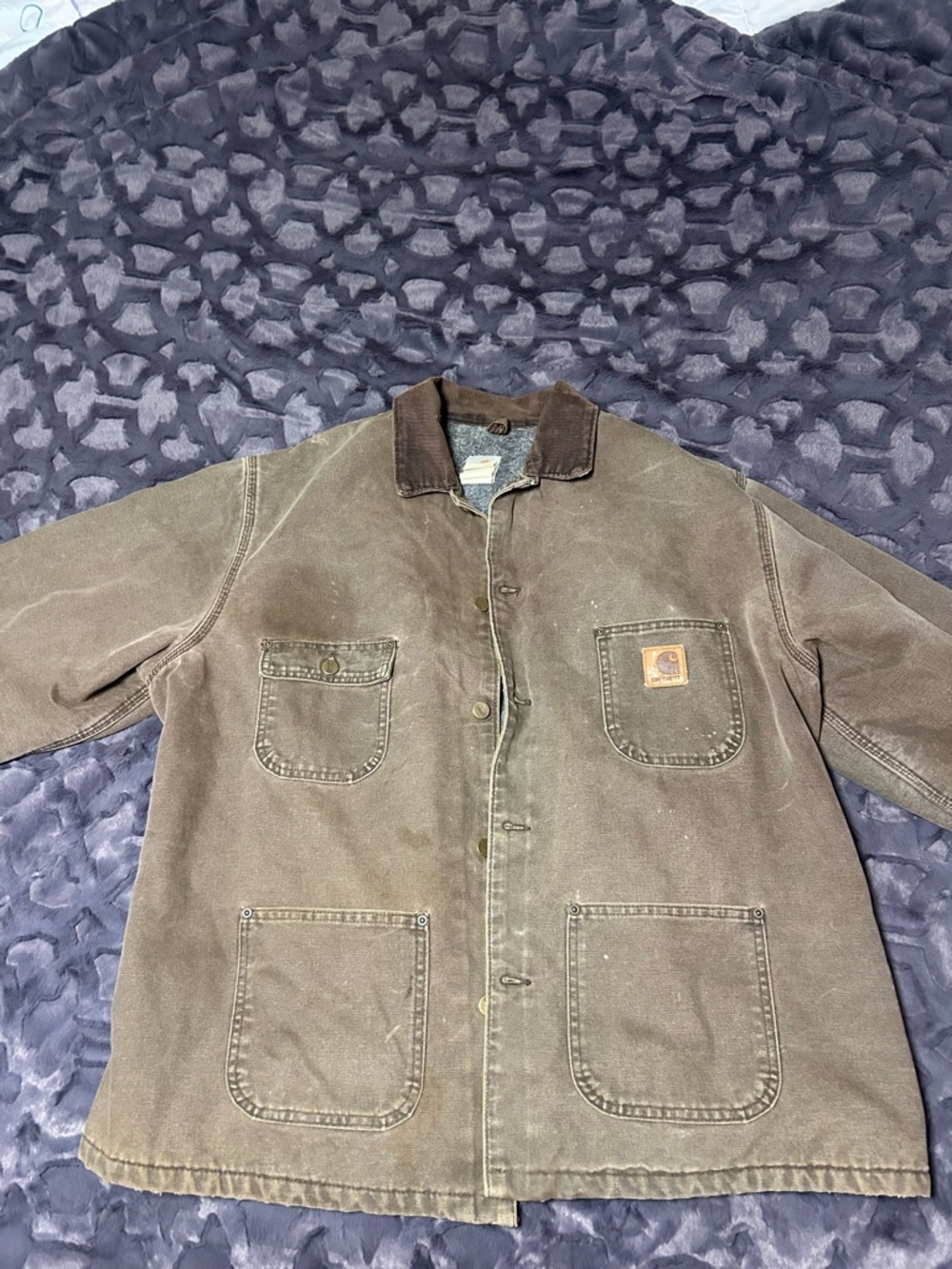 Carhartt Brown Barn Coat with Corduroy Collar